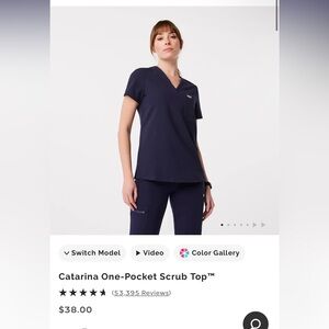 Navy Blue Figs Scrub Top